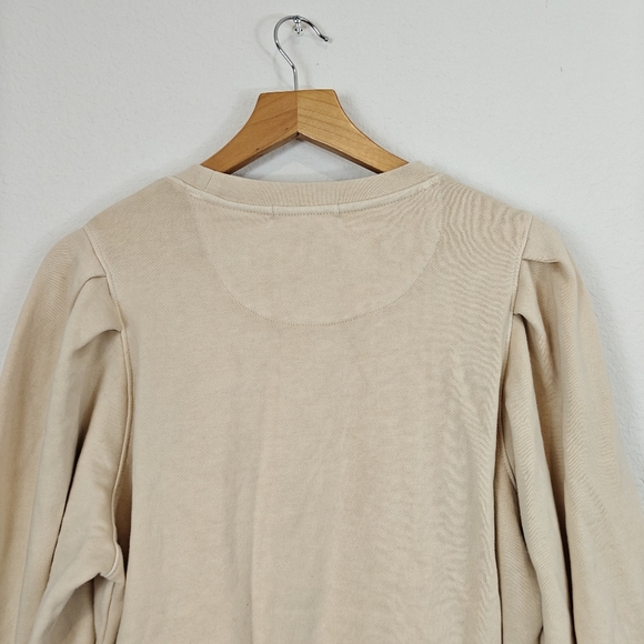 Marine Layer Enya Puff Sleeve Crewneck Sweatshirt In Antique White Size Medium - Picture 12 of 12
